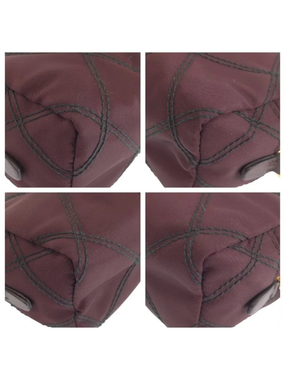 Prada Tessuto Bordeaux Nylon Leather Pouch Makeup Wristlet